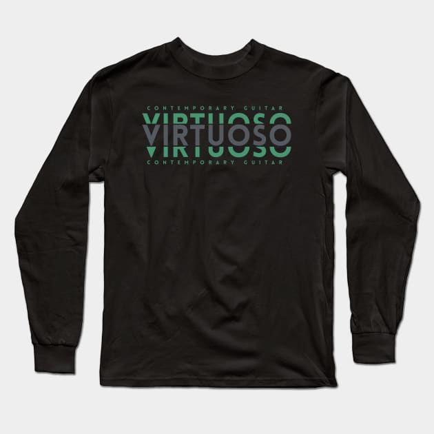 Contemporary Guitar Virtuoso Dark Green Long Sleeve T-Shirt by nightsworthy